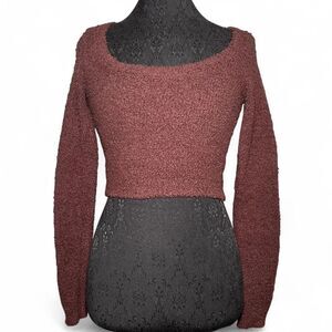 Skims Cozy Knit Crop Top Long Sleeve Small Medium Burgundy S / M